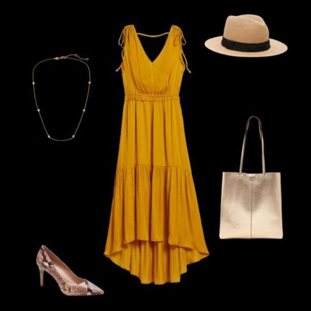 Banana Republic Satin Ruched High-Low Dress (NWT)